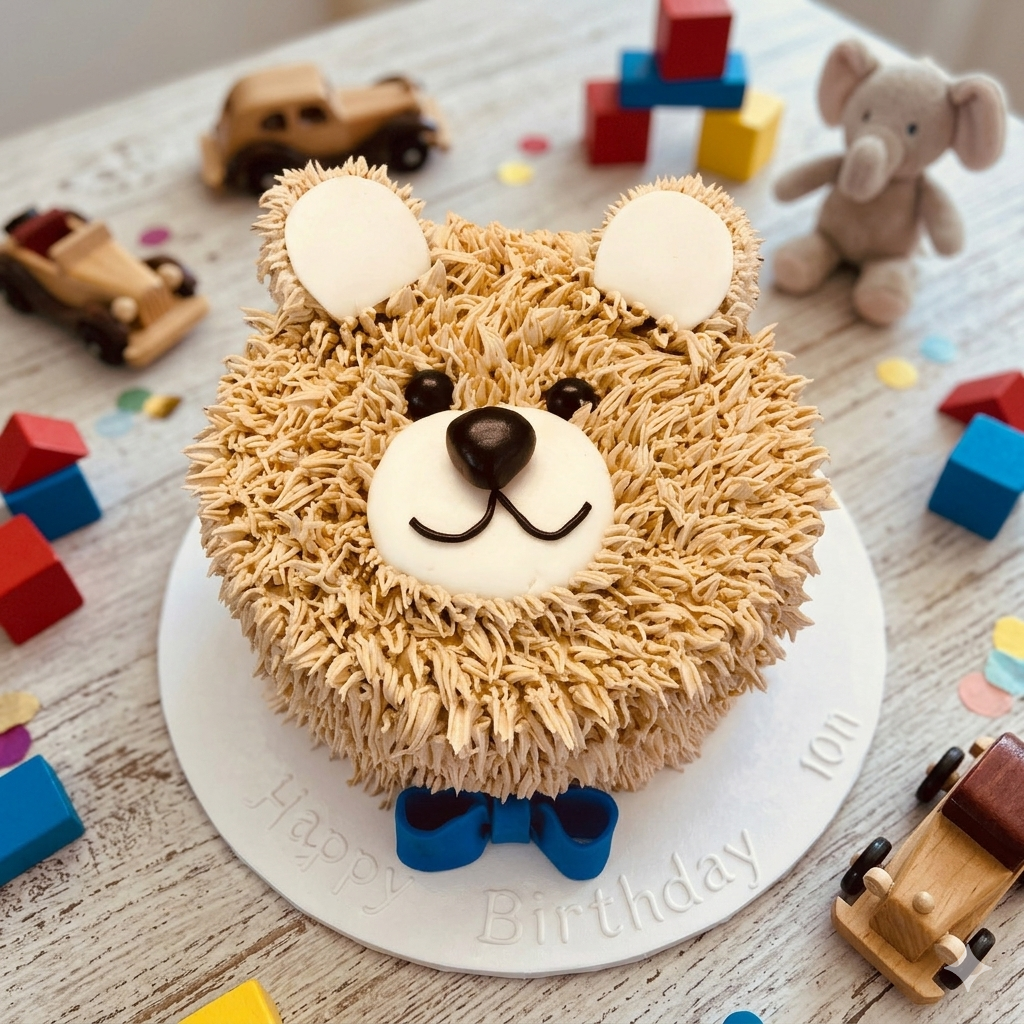 Fuzzy Teddy Birthday Cake